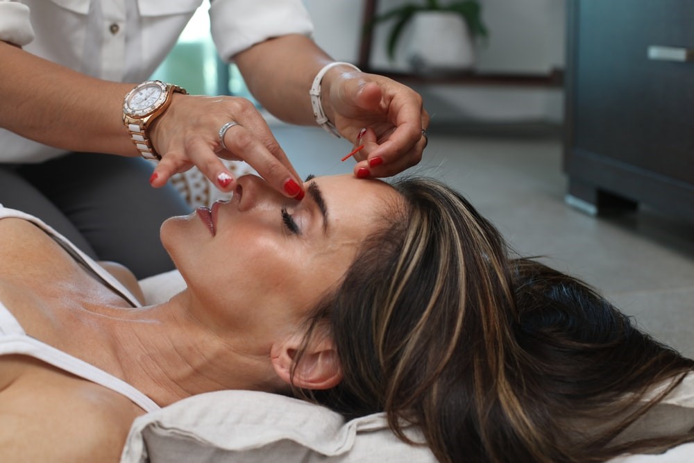 woman getting a facial